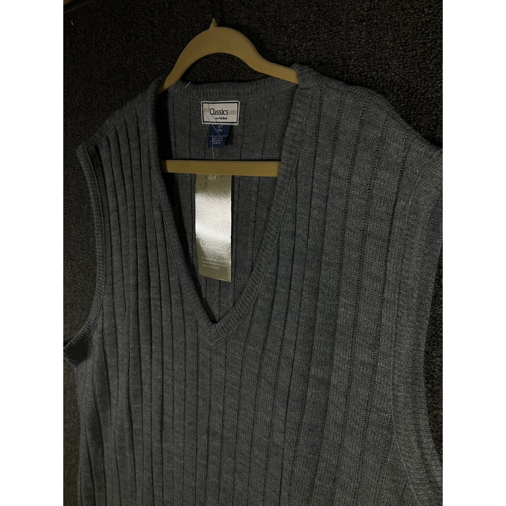 Classics by Palmland Mens 3XLT Gray Ribbed V-Neck Sweater Vest NWT 3XL Tall